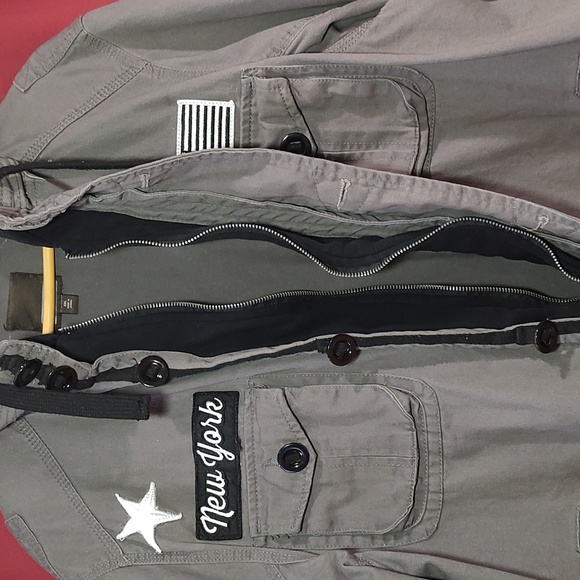Women's REBEL & SOUL New York Patch Dark Gray Full Zip/Button Jacket Sz XXL - Picture 5 of 8
